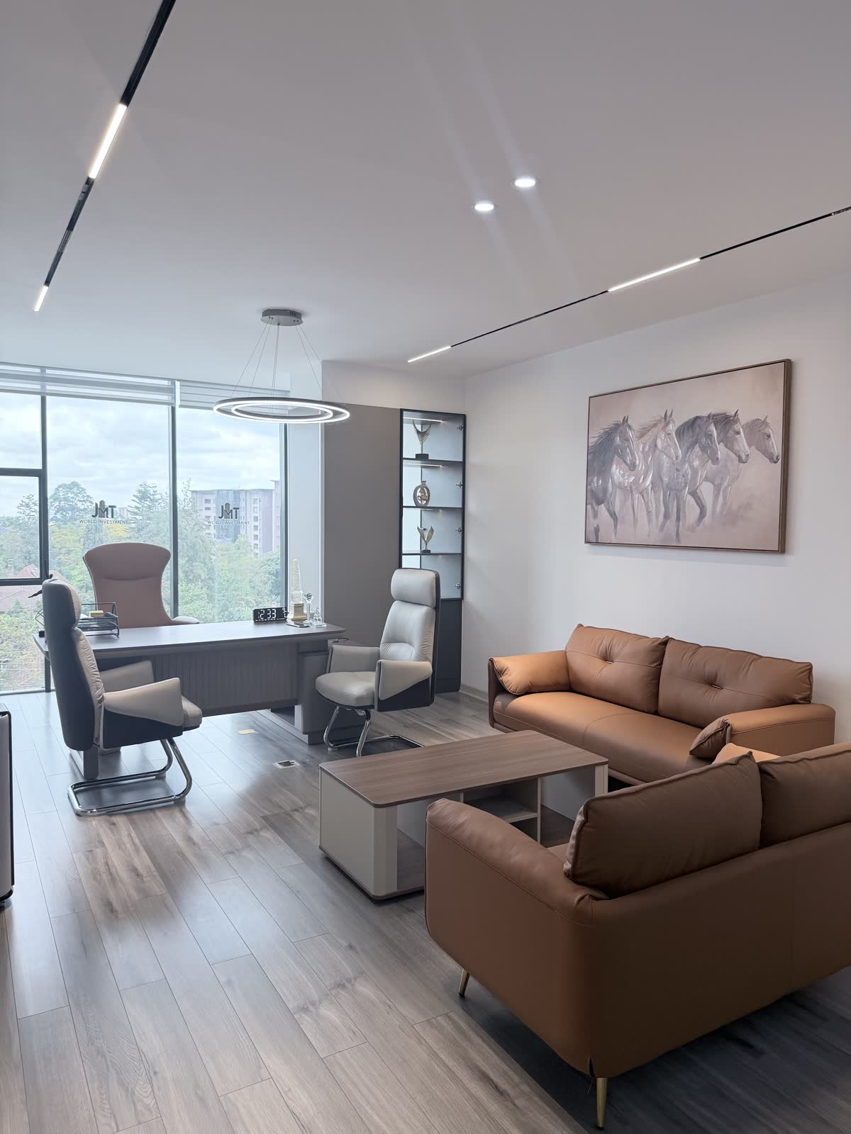 Meeting area with statement sofa