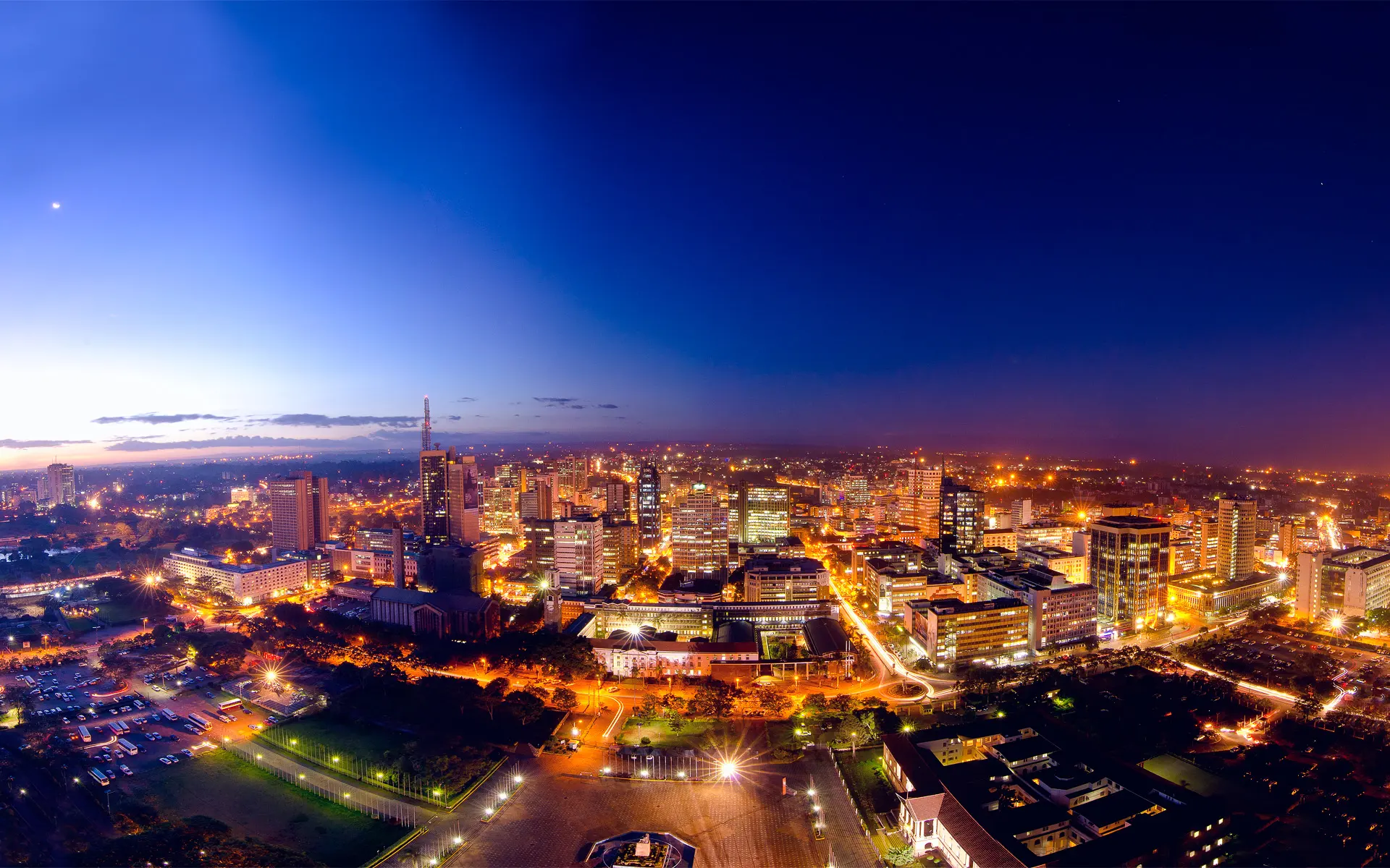 Nairobi skyline at dusk